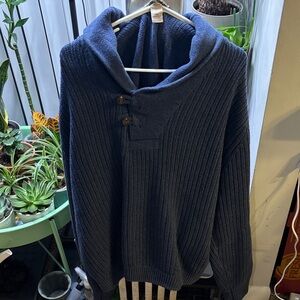 Duluth Trading Company Shawl Sweater in Deep Blue